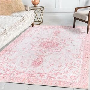 Elegant Pink and White Area Rug